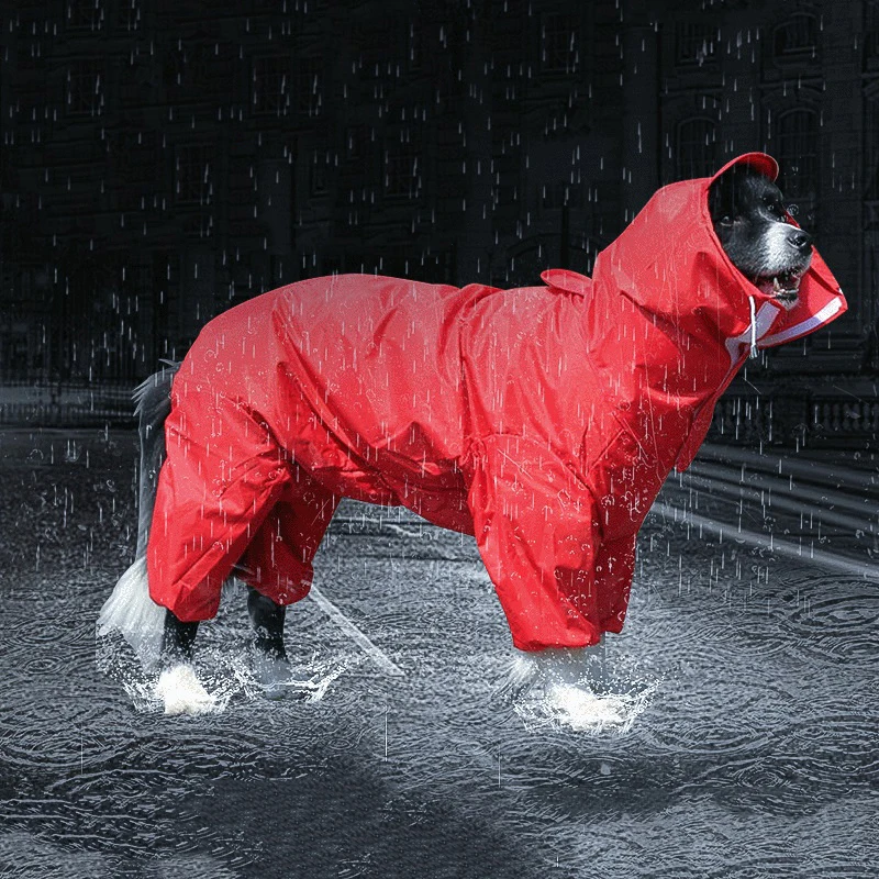 

Outdoor Large Dog Raincoat Waterproof big Dog Clothes Coat All inclusive Rain Jacket Reflective Medium big dog poncho