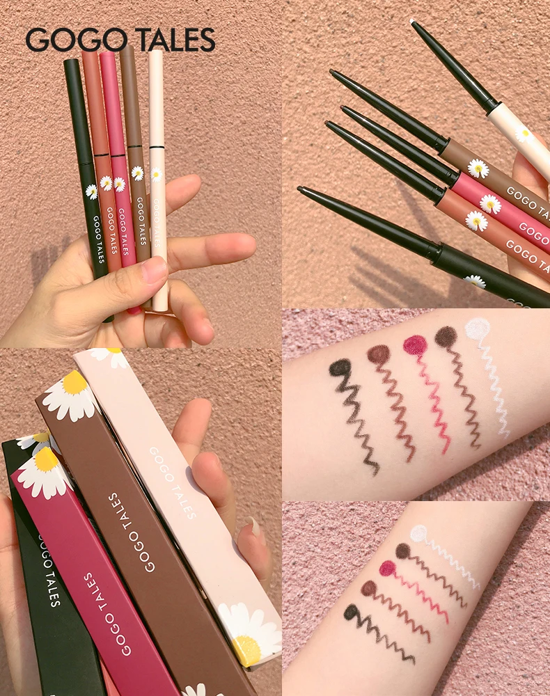 

Gogo tales makeup eyeliner pencil small daisy flower design waterproof long lasting rose red black white eyeliner pen BN253