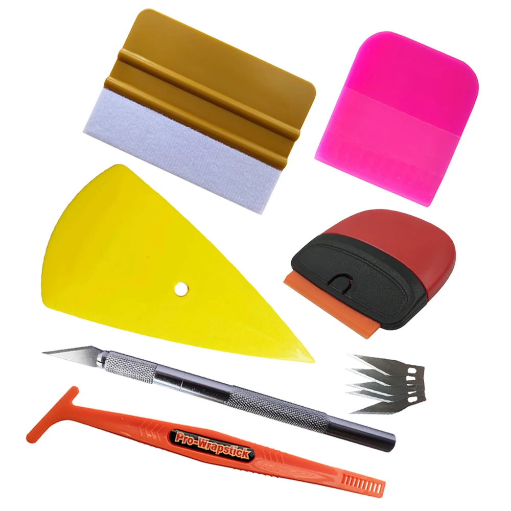 Vinyl Car Film Wrapping Felt Squeegee Tool PPF Soft Rubber Scraper Carbon Decals Sticker Cutting Knife Window Tint Kit