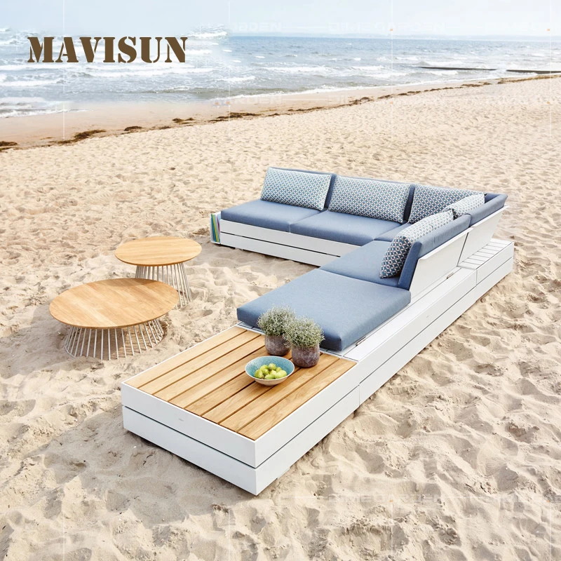 

Outdoor Sofa Rainproof Sunscreen Terrace Sun Room Furniture Outdoor Nordic Teak Courtyard Rattan Chair Garden Combination