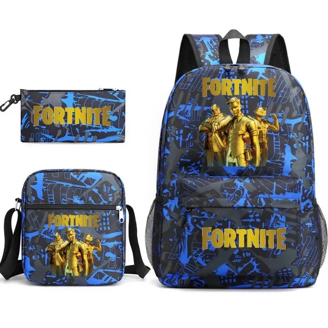 Fortnite-mochila escolar impermeable para niños, bolsa fresca para estudiantes, fortaleza nocturna, Juego de 3 unidades