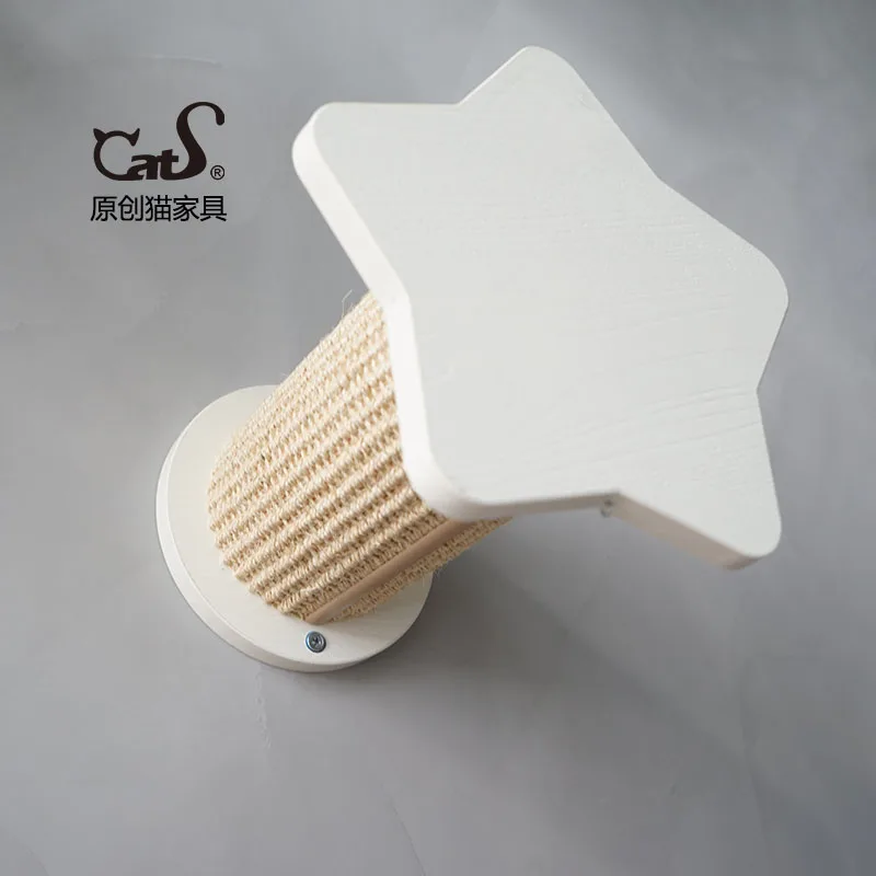 

Solid Wood Wall-Mounted Cat Scratching Post, Sisal Cat Jumping Post, Cat Scratching Board, Safe and Stable Furniture