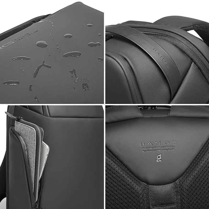 Bange-mochila impermeable con carga USB para hombre, bolsa de negocios informal Oxford de 15,6 pulgadas para ordenador portátil