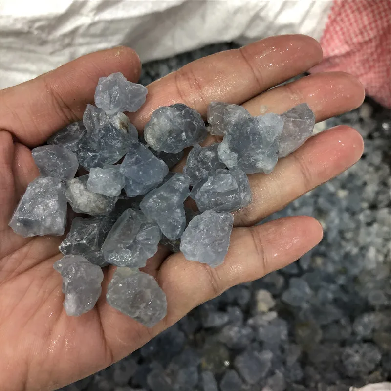 2.2LB Natural Blue Celestite Crystal Gravel Stones Rough Stone Specimen Stones and Crystals