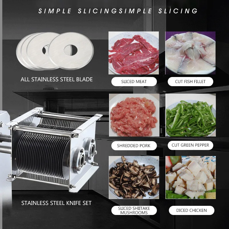 Tritacarne elettrico per affettatrice a cubetti per affettatrice automatica da 1500W in acciaio inossidabile