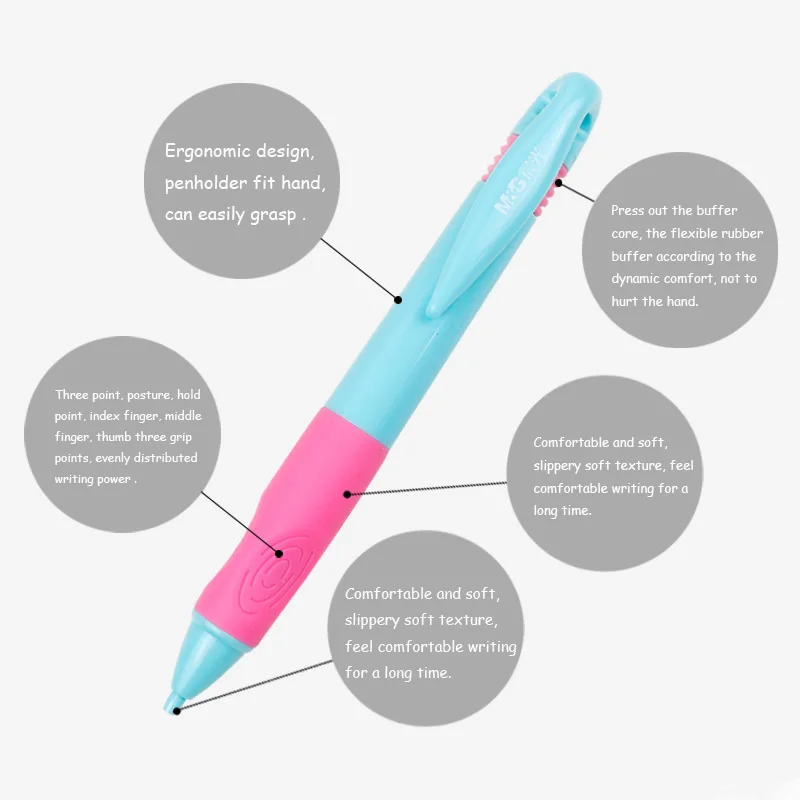 M & G Isi Ulang Pensil 0.9Mm, Pegangan Yang Sangat Baik, Koreksi, Cengkeraman, Segitiga, Pensil Baling-Baling Otomatis