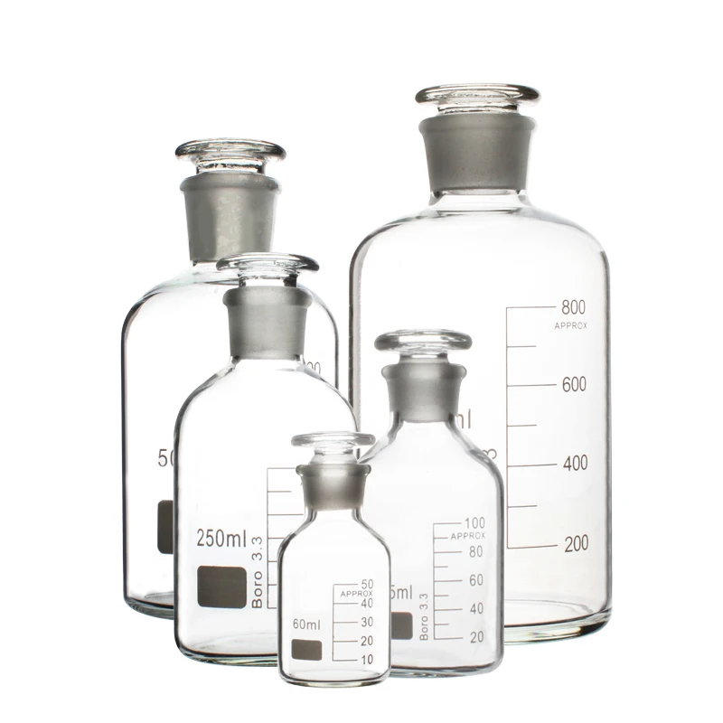 60ml---1000ml With Scale Thickened High Borosilicate Ground Glass Bottle Lead-free Sample Bottle Chemical Experiment Utensil