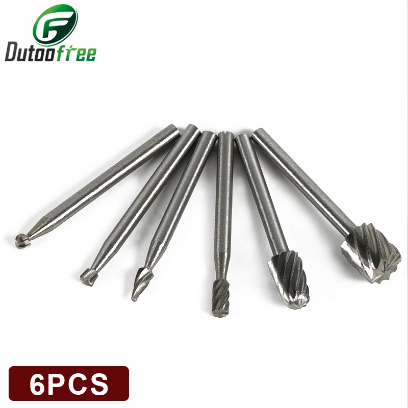 6pcs Dremel Rotary Tools HSS Wood Milling Burrs Cutter Set DREMEL accessories MultiPro Drill's Special seat Rotary Burrs Set