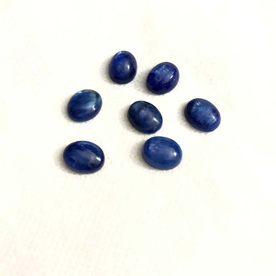 Wholesale 5pcs/pack Natural Blue Kyanite Bead Cabochon 8mm Round Cabochon8x10mm Oval Cabochons,Loose Gem Stone Ring Face