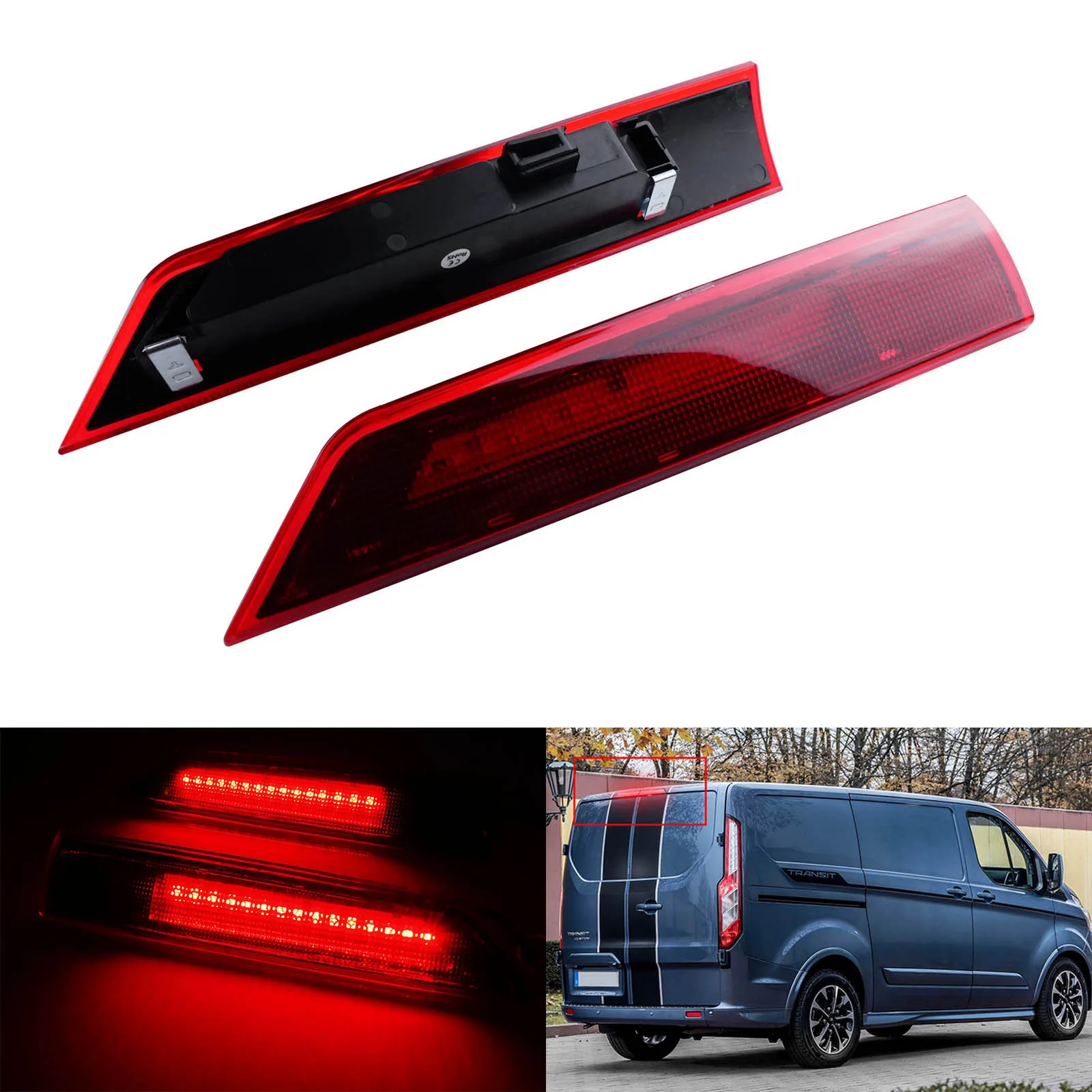 

High Level 3rd Rear LED Brake Light Red For 2012+ Ford Transit Tourneo Barn Door