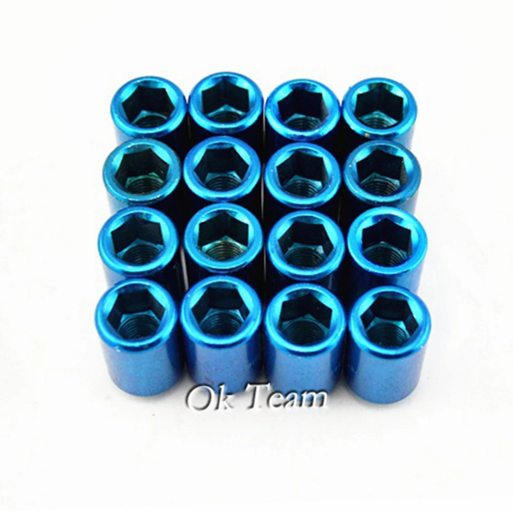 16 Pcs 12x1.5mm Auto Car Racing Alloy Wheel Lug Nut Nuts Kit Sets Screw Blue New