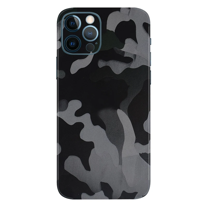 3D Camo Ghost Black Skin Film Wrap Skin Phone Paste Sticker For iPhone 13 Pro Max 12 Mini SE 2020 11 Pro XS MAX XR X 8 7 Plus