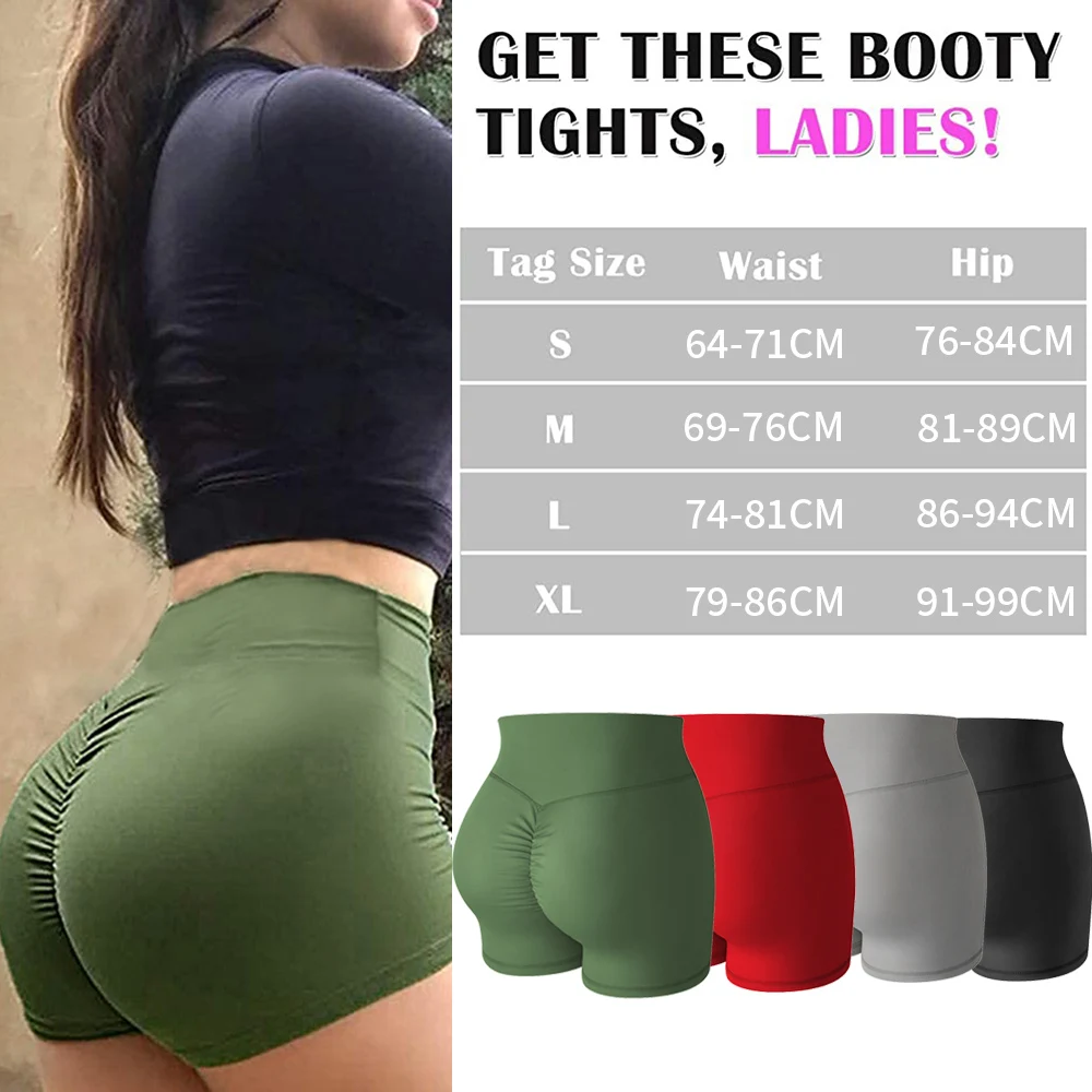 Vrouwen Hoge Taille Push Up Booty Shorts Workout Gym Shorts Scrunch Butt Fietsen Sport Shorts Fitness Yoga Shorts Athletic