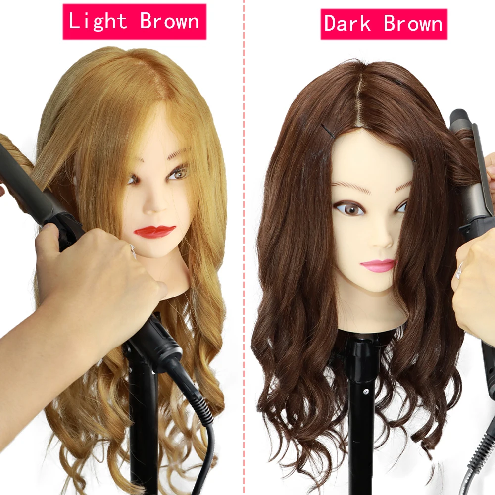 Mannequin Head With 85% Real Hair Female Training Training Dolls Styling Head Manikin Head For Hairdressers Hairstyles Tools