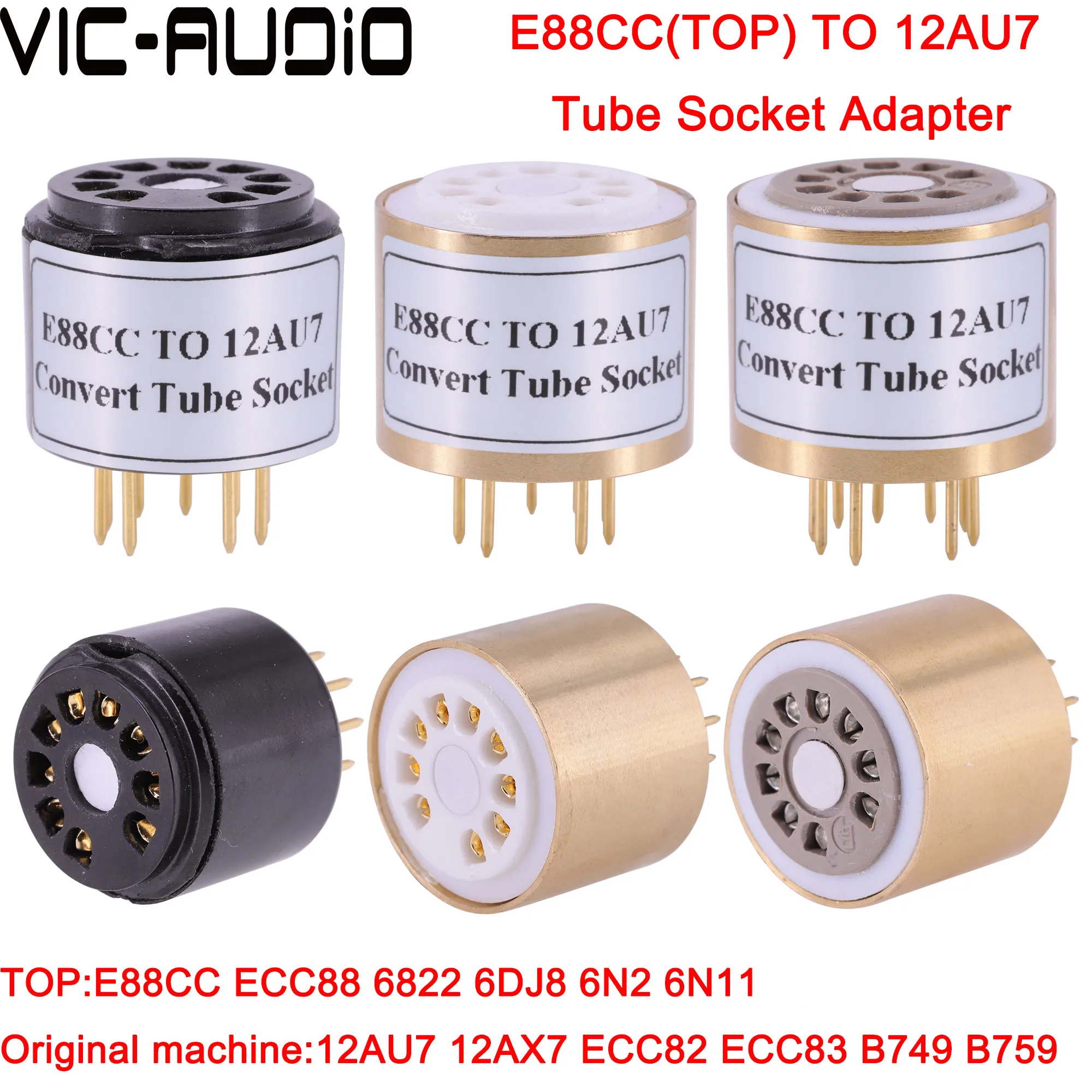 1PC E88CC ECC88 6922 TO 12AU7 12AX7 ECC82 ECC83 6.3V Vacuum Tube Amplifier DIY HIFI Audio Vacuum Tube Adapter Socket Converter