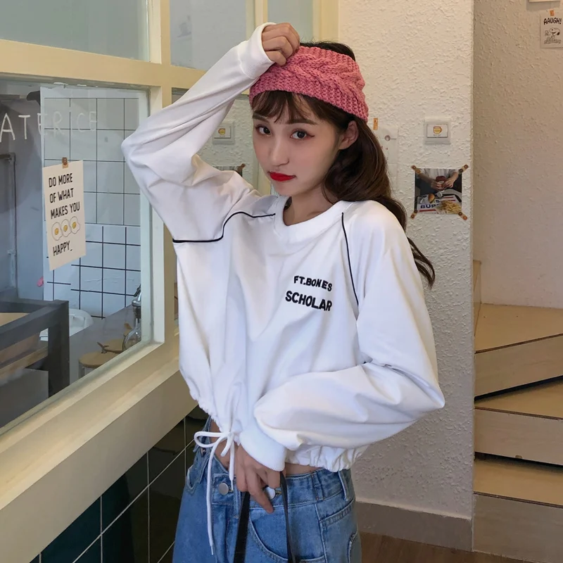 Hoodies Womens Loose Letters Sweatshirts Crop Tops Hoodie Sweatshirt Women Trendy Streetwear Harajuku  Casual Korean Style Chic