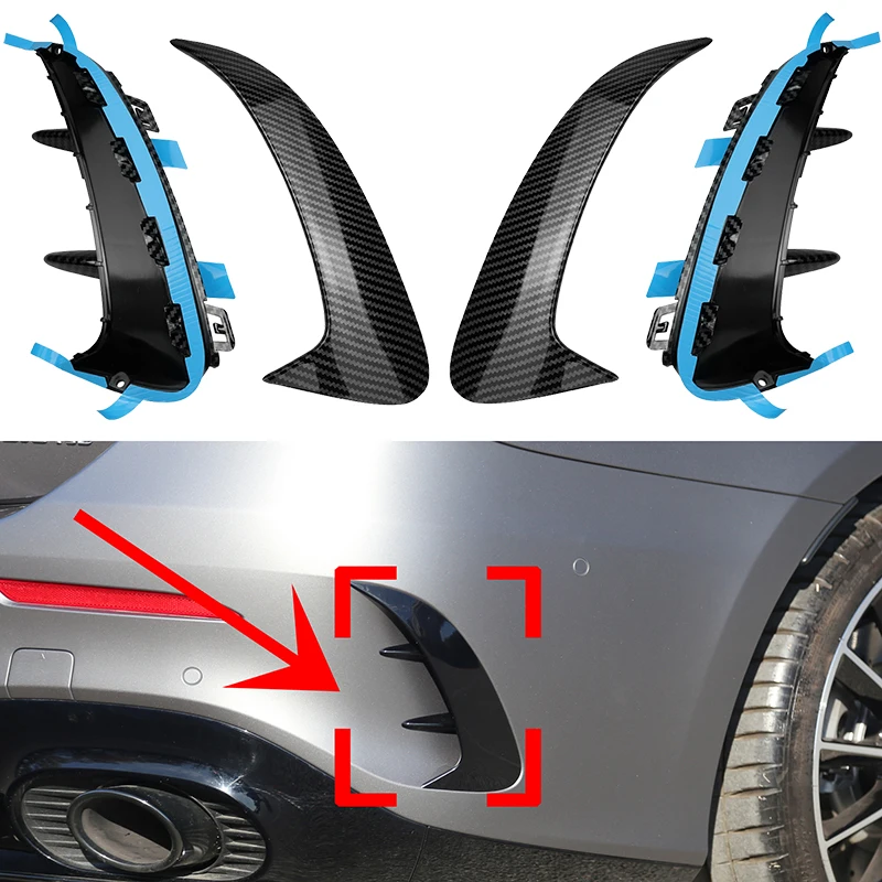 For Mercedes Benz A Class W177 Sedan A180 A200 A250 A35 AMG 2020 2021+ Rear Bumper Trim Cover Fender Flicks Canards Car Styling