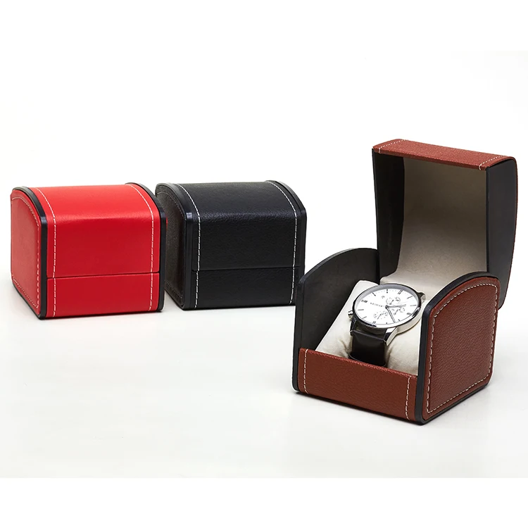 Faux Leather Square Watch Box Jewelry Watch Case Display Gift Box with Pillow Cushion watch box storing wrist watch protecting