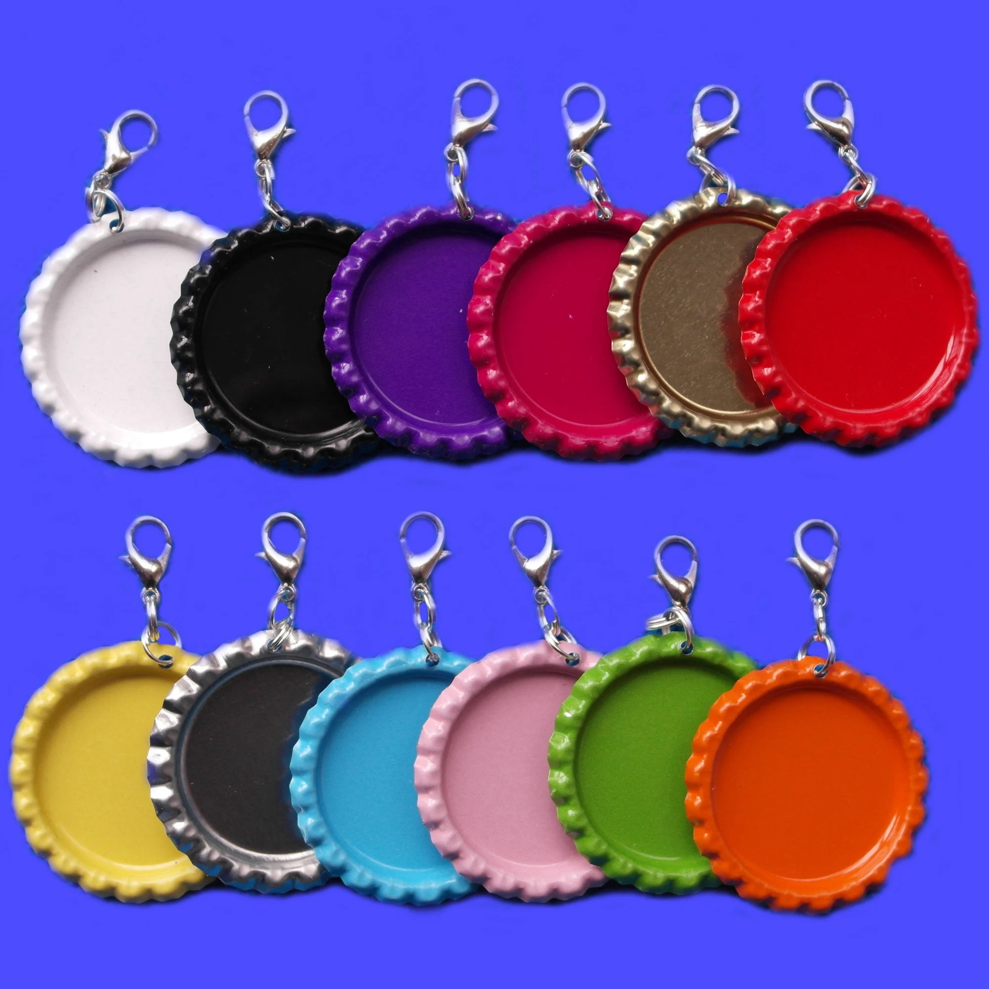 50 pcs Mixed colors Metal Flattened Bottle Cap Beer Bottle caps With Lobster Clasps For DIY Zipper Pulls 12 Colors can be choose