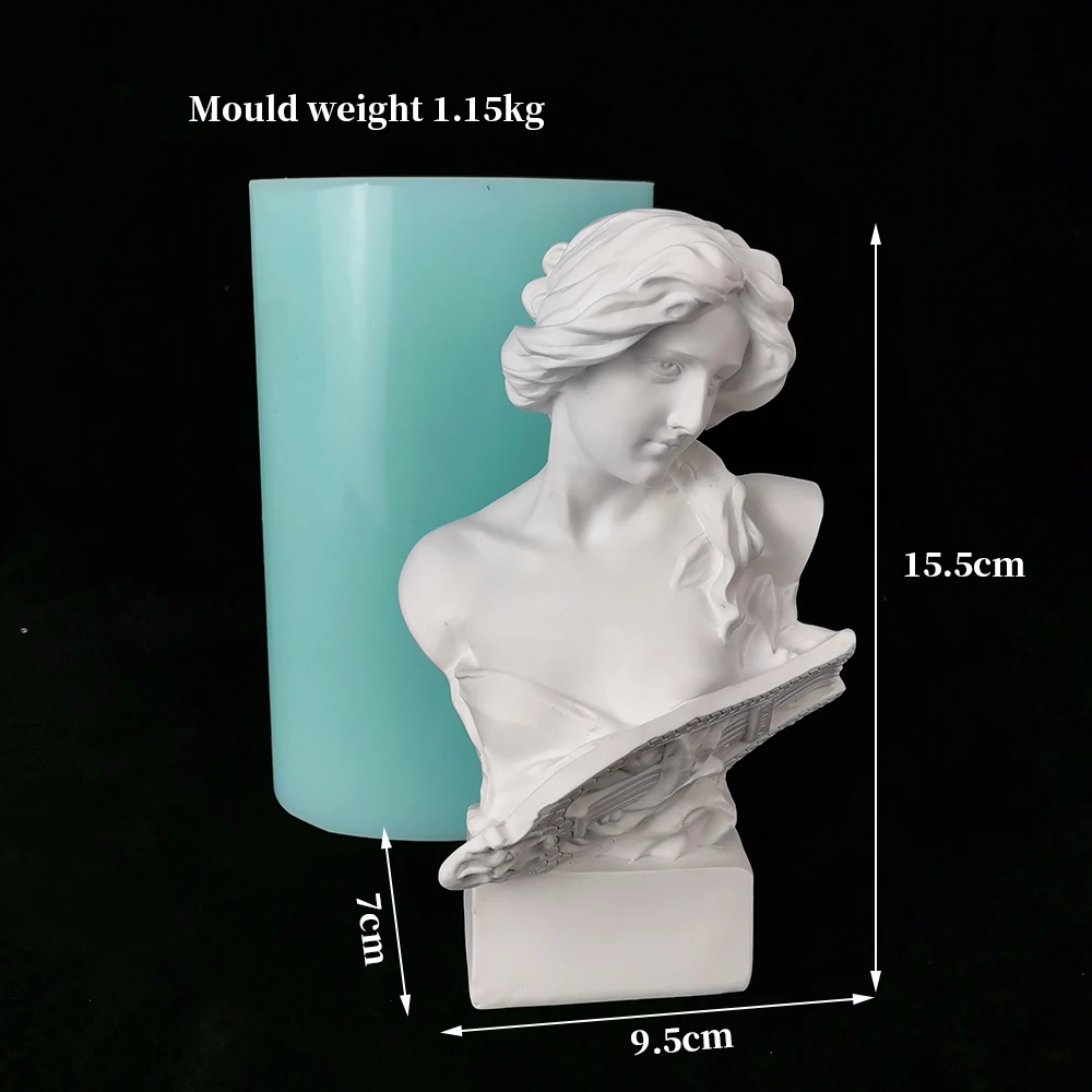 Woman Mold Silicone Portrait of Woman with Piano Candle Moulds Large Size Plaster Statue Molds Clay Resin Moulds PRZY Soap