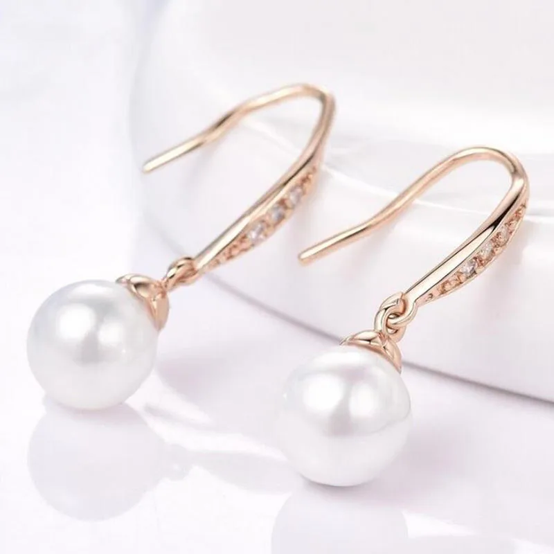 

Free shipping Womens white 8-9mm Pearl Topaz Crystal Dangle Earrings Jewelry