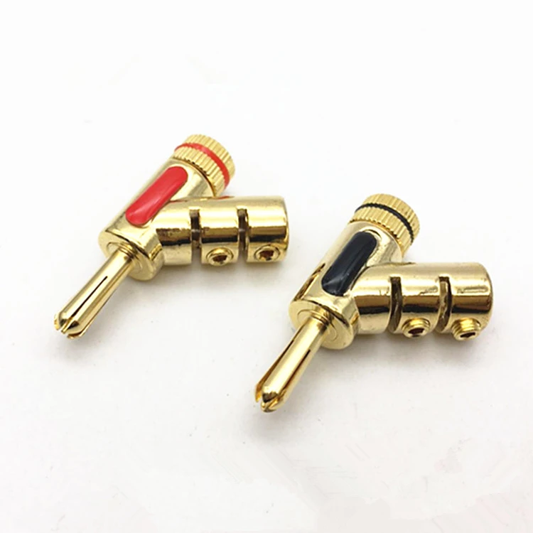 2 개/몫 4MM 나사 잠금 HIFI 바나나 소켓 커넥터 Y 유형 바나나 플러그 오디오 비디오 앰프 스피커 이중 목적