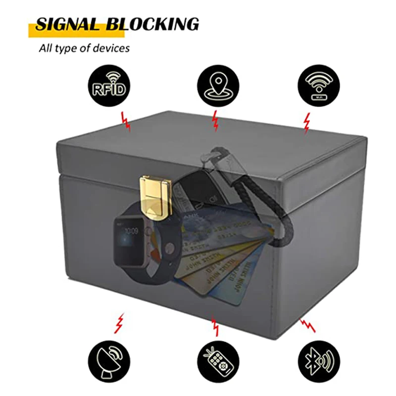 Car Key Fob Signal Blocking Box Anti Theft Car Storage Box RFID Large Signal Shielding Pouch Wallet Case for Phone Bank Card