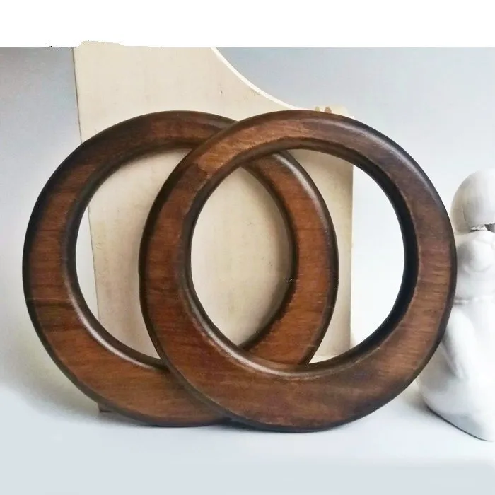 One Pair Wooden Handle Obag DIY Bag Parts And Accessories Round Ring Wood Hanger O Shape Torus Bag Handle Wholesale