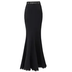 New Spring Summer Fashion Fishtail Bodycon Skirt Flounced High Waist lace sexy long skirt woman