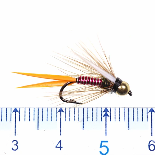 Imagen 2 del producto ICERIO, 6 uds., cabeza de cuentas de latón, alambre caliente, príncipe, ninfas, moscas de piedra, trucha, pesca, señuelo con mosca, cebos, anzuelo con púas