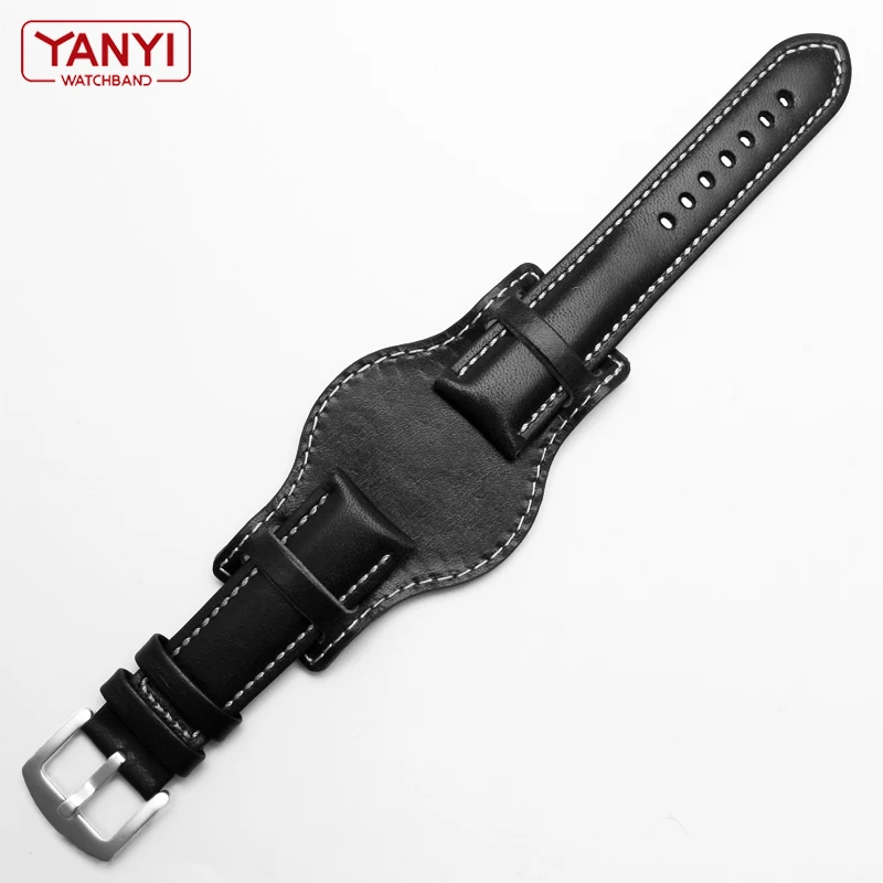 Genuine Leather Bracelet 18mm 20mm 21mm 22mm watch strap mens watchband With mat wristwatches band handmade leather bracelet