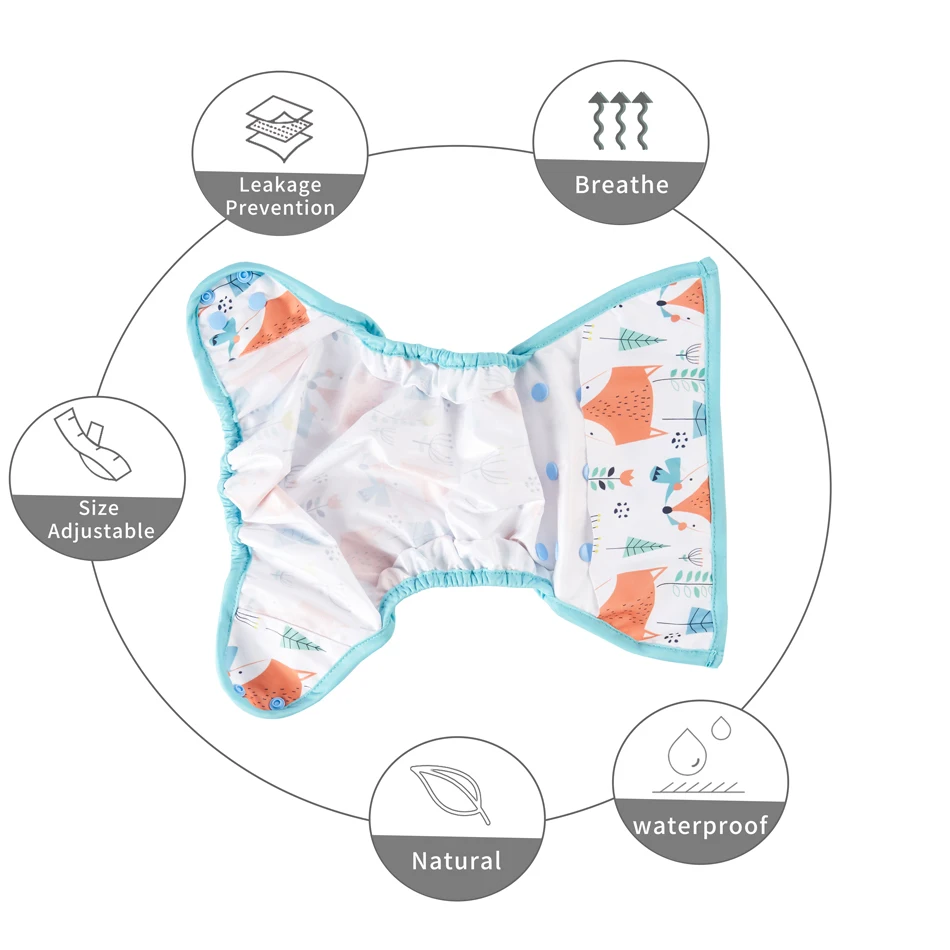 2023 new design! Happy Flute 1 pcs color-edged diaper waterproof cover eco-friendly diaper cover