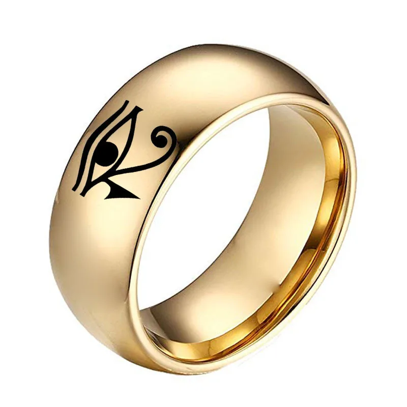 Eye of Horus Logo Couple Rings Stainless Steel Men's Women's Ring Ancient Egyptian Pharaoh Creative Gift Jewelry wholesale