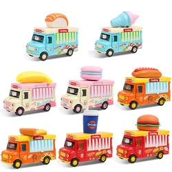 Pull Back Car Food Truck Vehicle Toy Car with Music Light  Ice Cream Burger Bus Truck Model Children Educationl Toys Gift Box