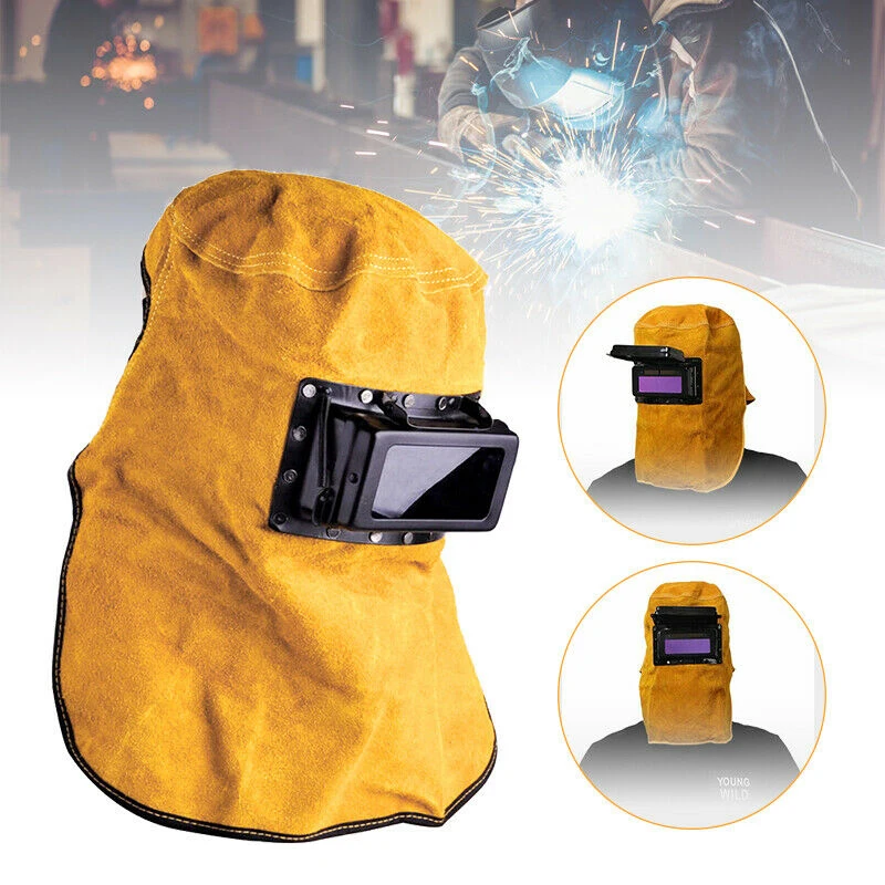 

Leather Welding Helmet Mask Flip Cover Lens Breathable Leather Welding Clamshell Helmet Welder Security Protection Helmet