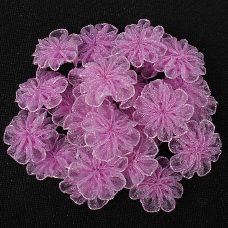 Lucia crafts 24pcs 22mm Organza Bowknot Girls Flower Rosette Bow Headwear Material DIY Garment Sewing Accessories B0905