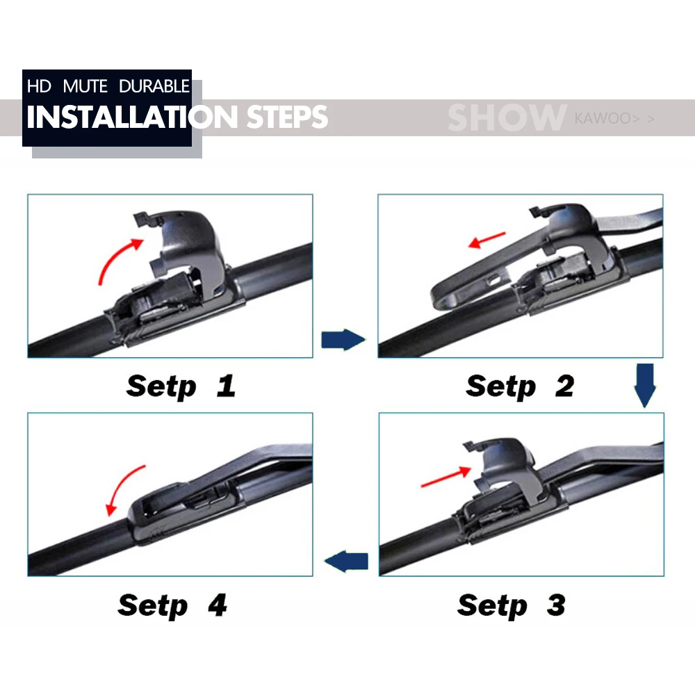 KAWOO Universale Lama Tergicristallo Dell\'automobile di J-Hook Molle Senza Telaio Bracketless Gomma Tergicristalli Auto Parabrezza 14 \