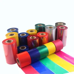 Purple Orange Yellow DK Green Rose Red Color Wax Ribbon Thermal Transfer Ribbon for Paper Label Printer Barcode Ribbon