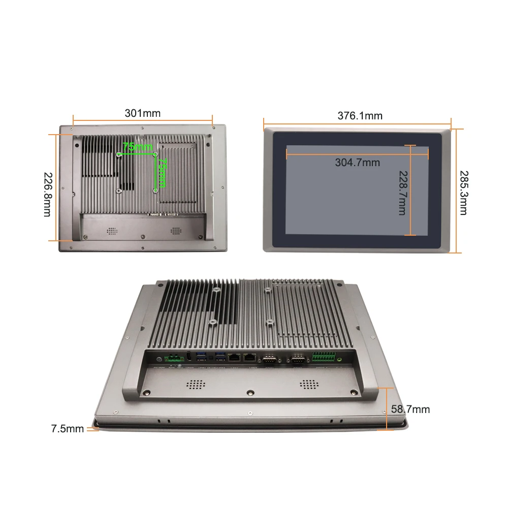 15.6 Polegada tudo em um pc j1900 i5-8250U i7-8550U 8gb ddr4 2 * com 232/422/485 tela de toque fanless industrial tablet computador