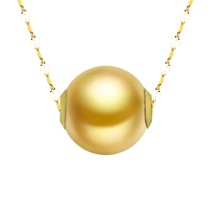 

NYMPH Pearl Jewelry 18K Gold Natural SouthSea pearl Necklace Pendant AU750 9-11mm women's wedding gift