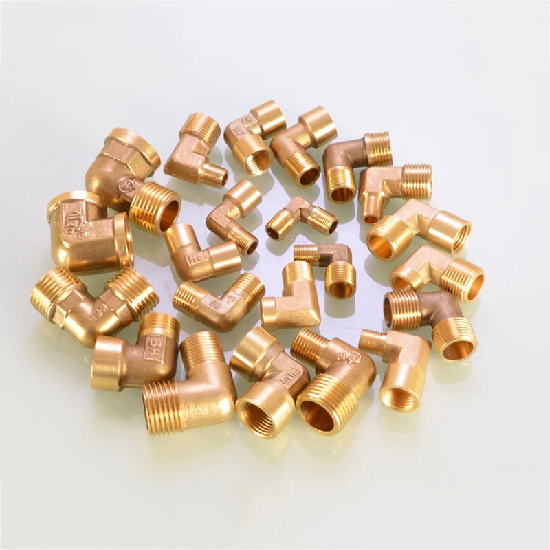 1/8 "1/4" 3/8 "1/2" 3/4 "1" BSP Perempuan untuk Laki-laki Benang Kuningan Pipa Fitting Peredam Air Konektor 90 Derajat Sudut Kanan