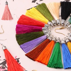 5/10Pcs 6cm Small Silk Tassel Earrings pendant Charms Crafts Silver End Caps Tassels Brush For DIY Jewelry Making Accessories