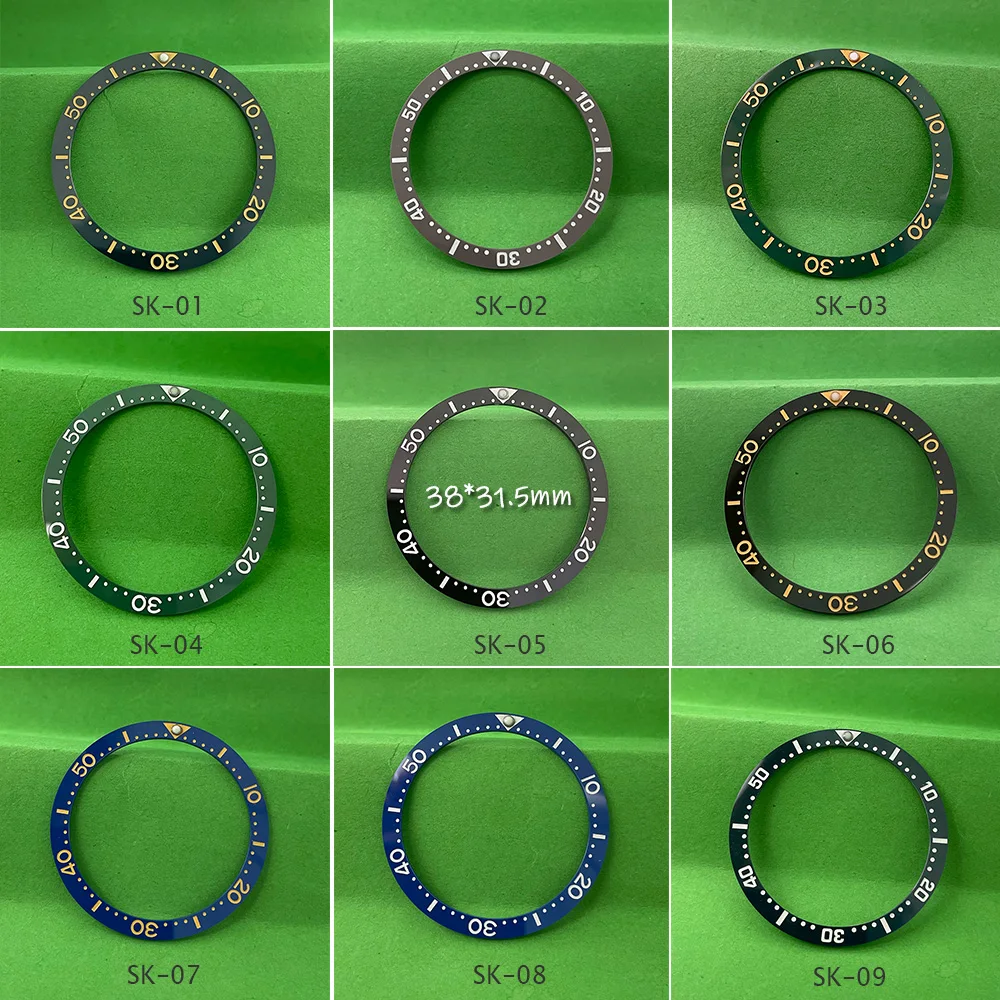 Flat Ceramic Bezel Insert 38*31.5mm Seiko Watch Case Parts Replacement SKX007 SKX009 Driver's Series 10 Colors Optional