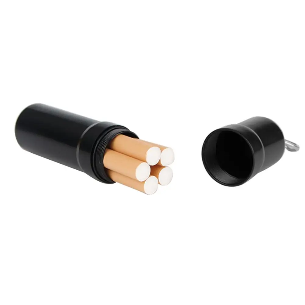 Caixa de cigarros selada com chaveiro, portátil, de aço inoxidável, 5 cigarros, caixa de armazenamento, à prova d'água