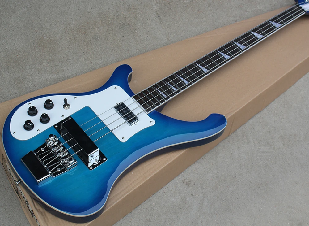 4 Strings Left Handed Blue Electric Bass with Rosewood Fretboard,Providing Customized Service