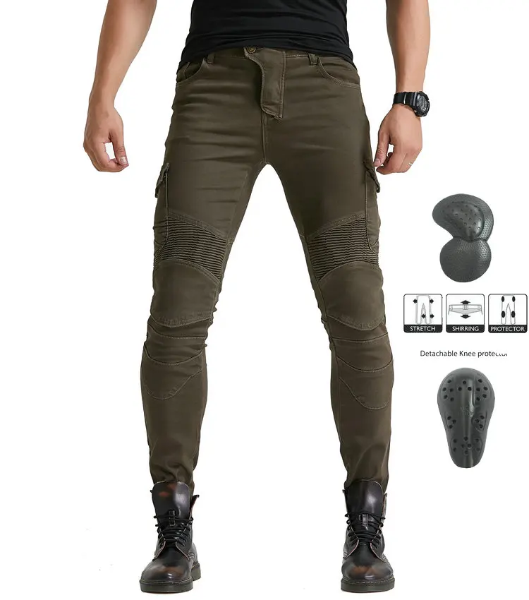 

Motorbike riding jeans B06 Trousers have 4Pads Four seasons pants 06 black green with belt protective gear