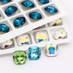 XIAOPU All Sizes Bright Shining Fat Square K9 Loose Rhinestones Piontback Strass Crystal Glue on Clothing Jewelry Accessories