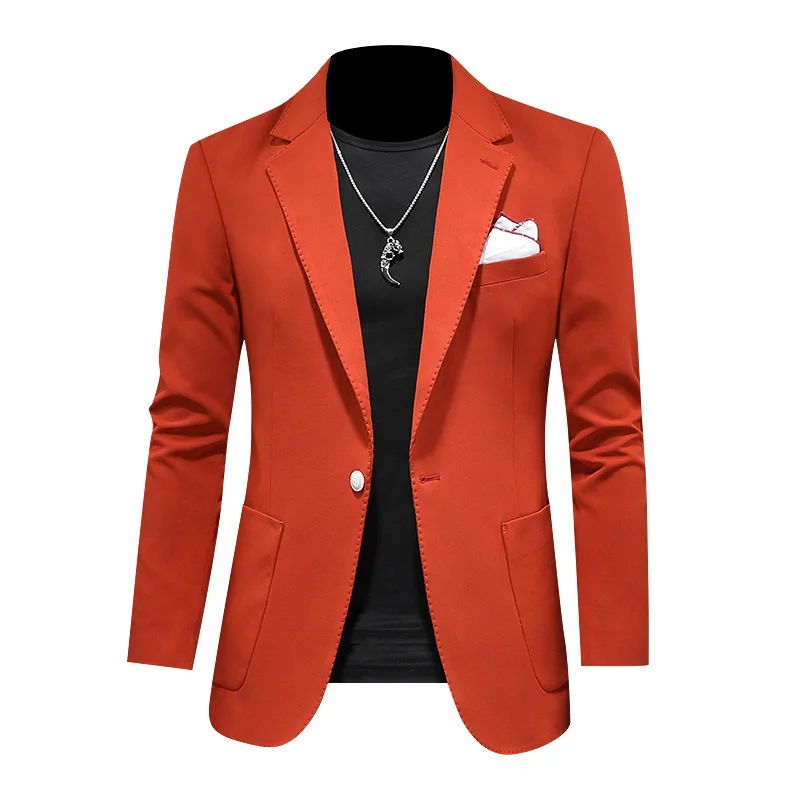 2021 New Male Suit Men Autumn Long Sleeve Lapel Collar Button Pocket Slim Blazer Jacket Slim Blazer Jacket Size S-5XL