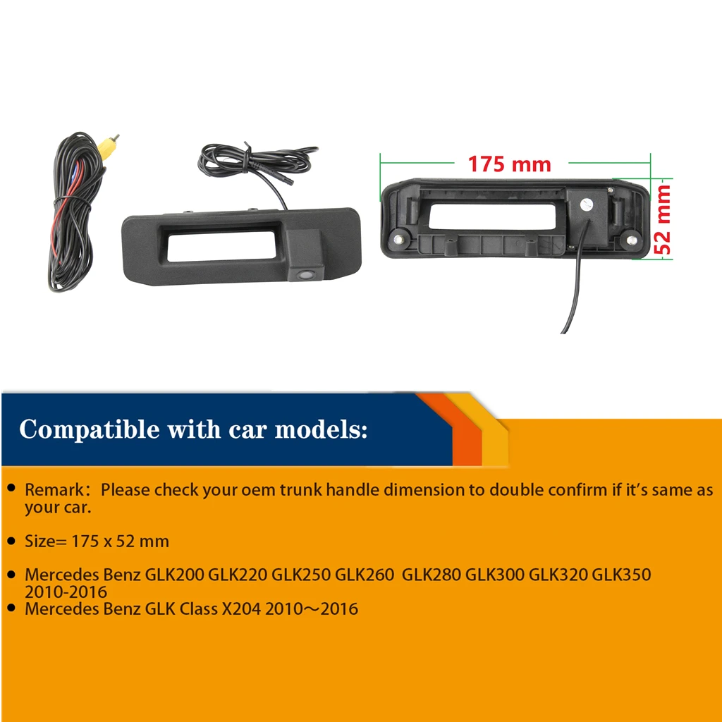 HD Tailgate Handle Rear View Reversing Backup Parking Camera for Mercedes Benz GLK 200 250 260 300 350 400 450 X204 2011-2016