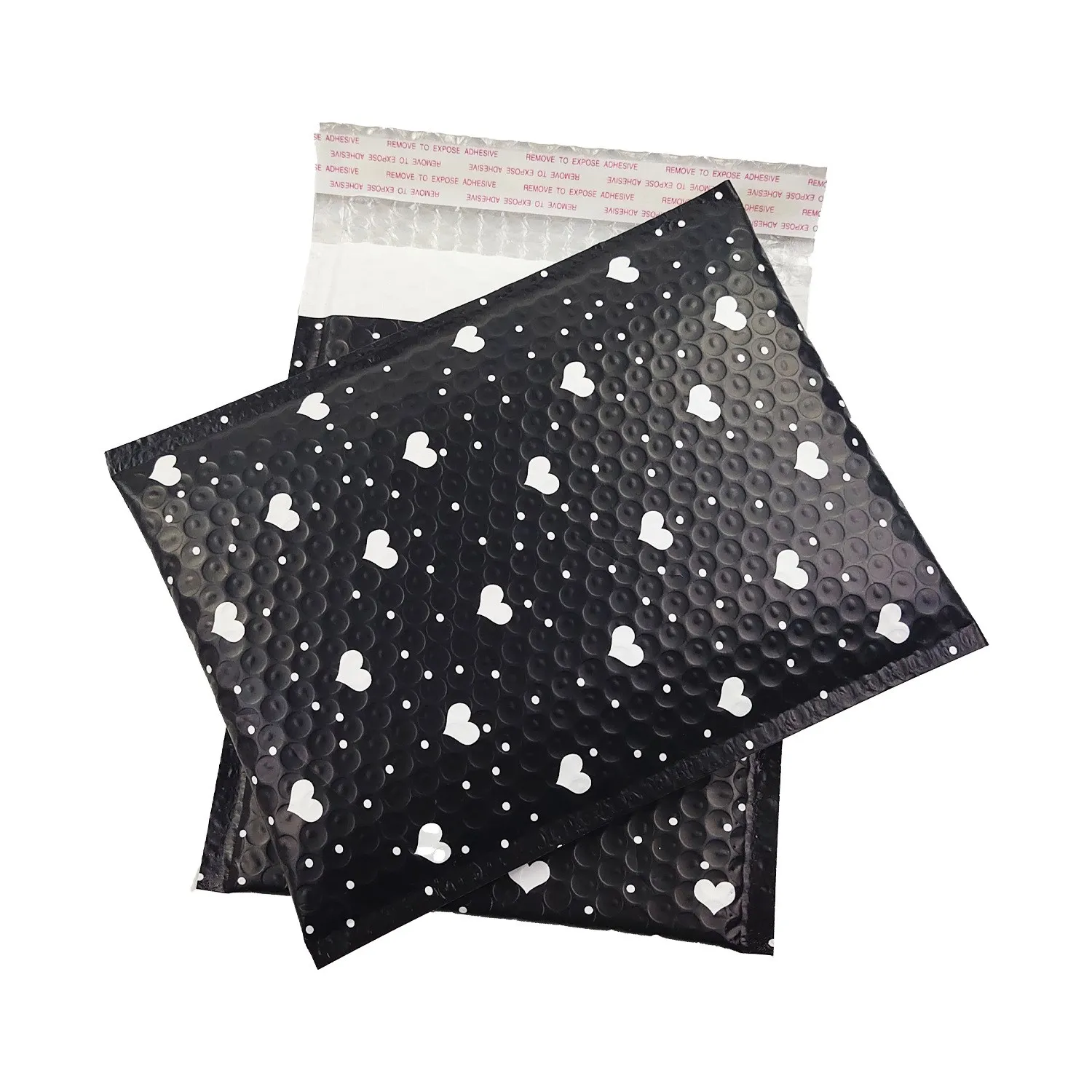 25pcs 7x9in Red Stars&Black Love Heart Bubble Mailer Envelopes Mailing Bag Self Sealing Padded Poly Gift Bags For Lined Storage